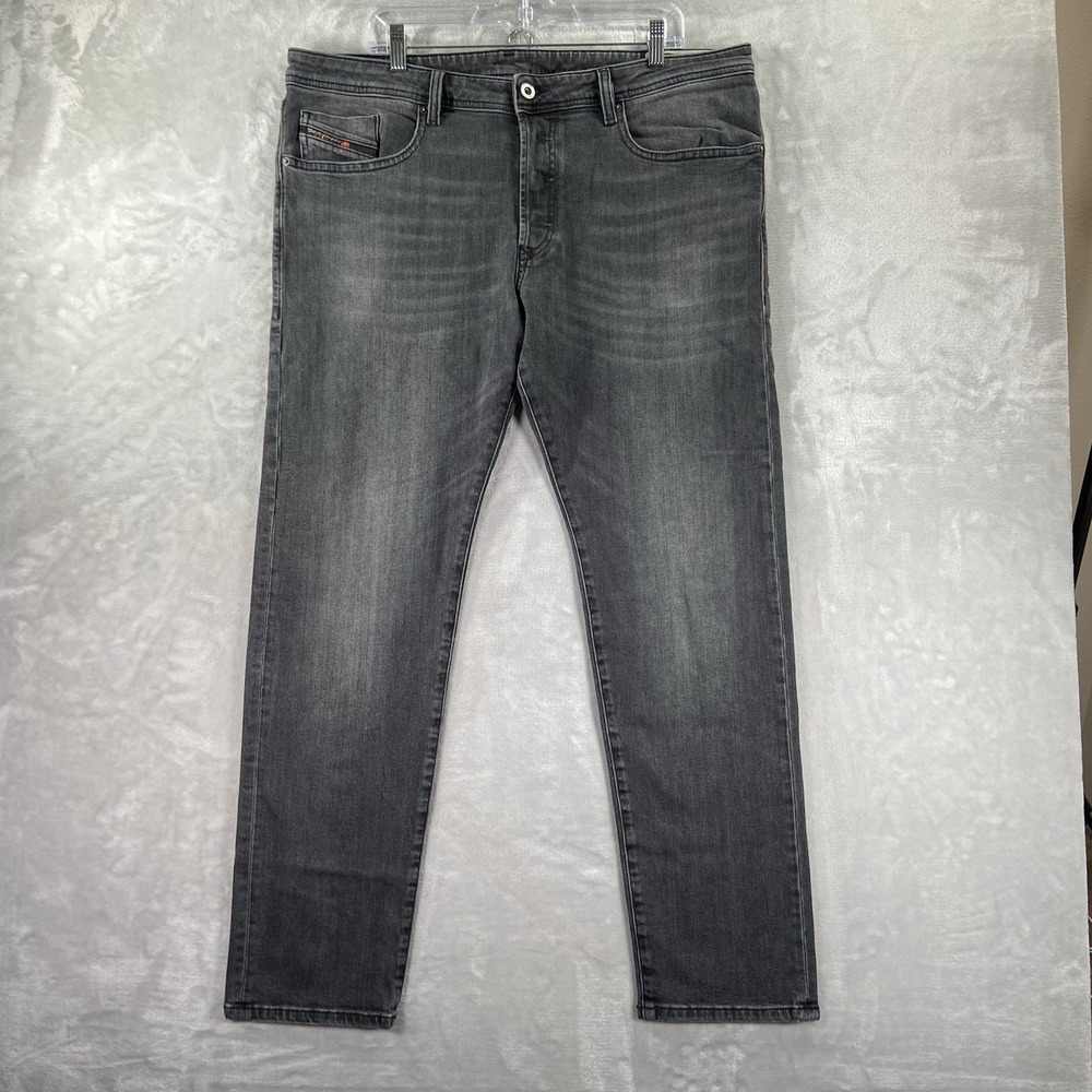 Diesel Jeans men's 38x32 BUSTER Slim Tapered Stretch Black Wash Denim Button Fly